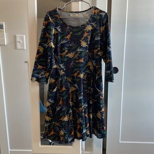 LA Soul navy dinosaur dress with pockets. Size L.